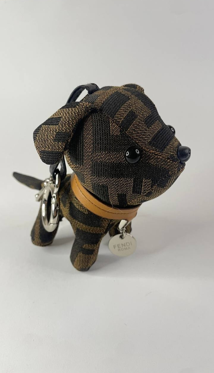 Fendi FF Monogram Dog Keychain Bag Charm Puppy