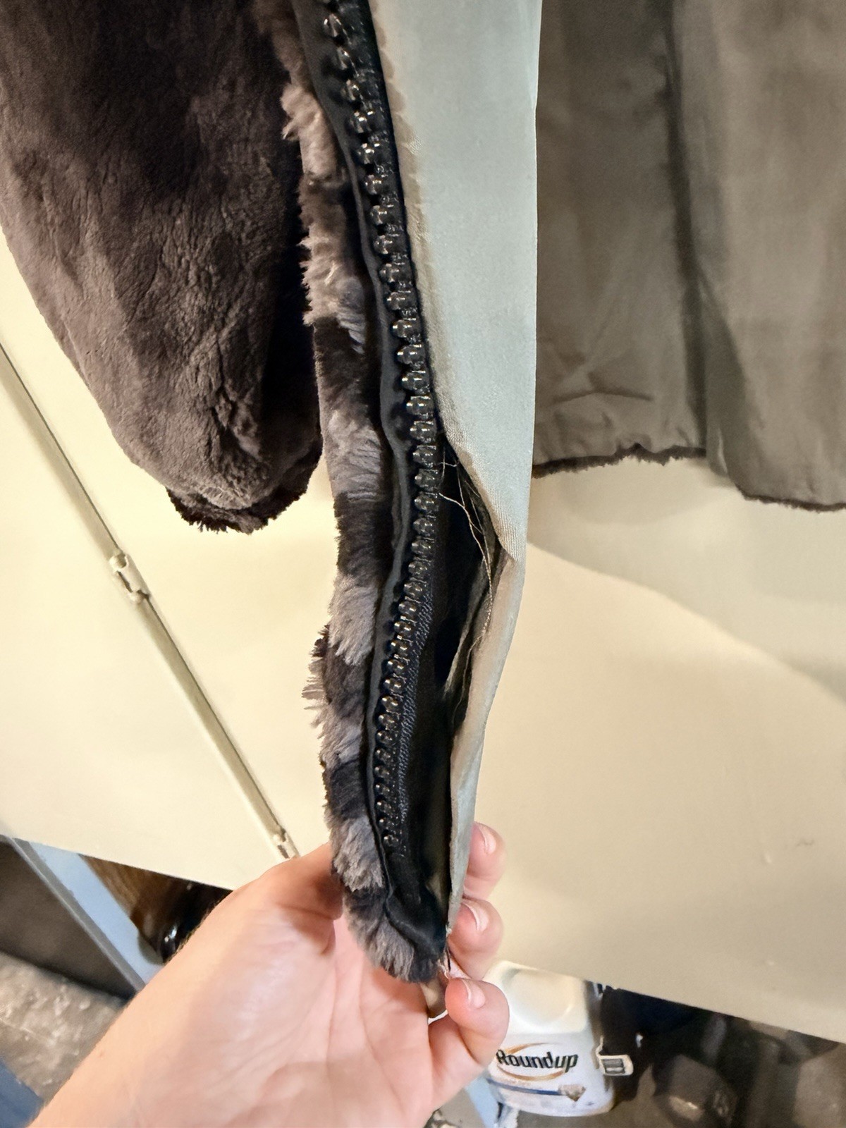 Vintage Sam Bifano Dallas Dyed Sheared Beaver Fur Jacket Gray Chevron Trim Coat