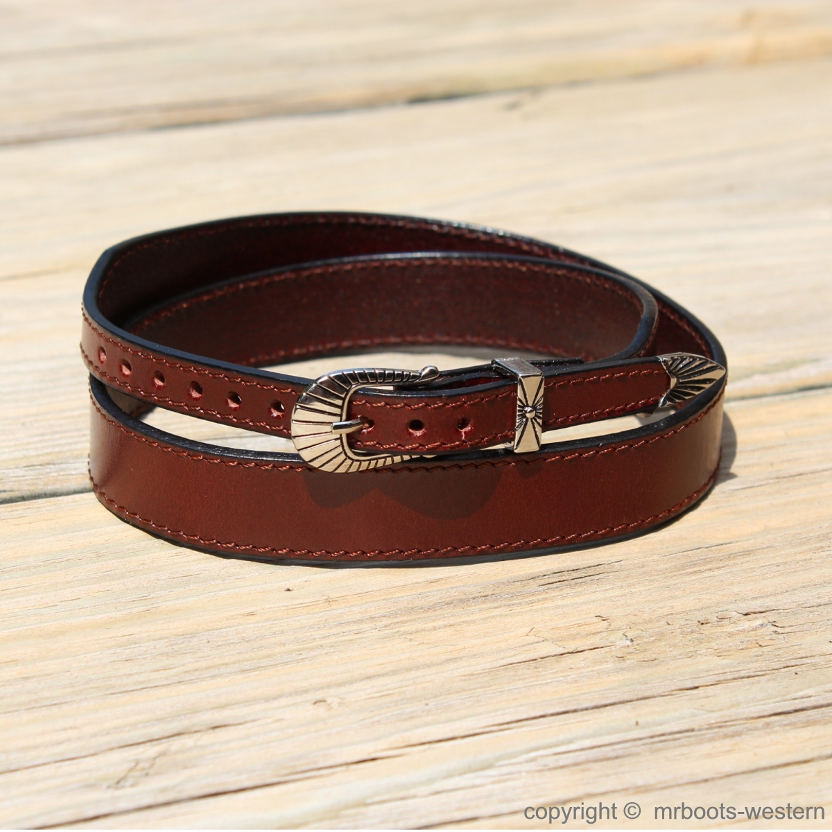 AU-LC-02-3-BRN Hat Band for Cowboy Hats Plain Brown Leather 3/4″ Wide