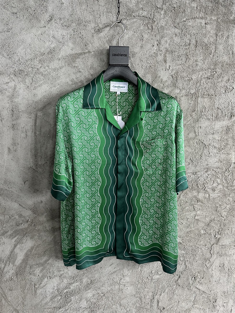 CASABLANCA New Vintage Summer Thin Striped Shirt Casual Short Sleeve Top