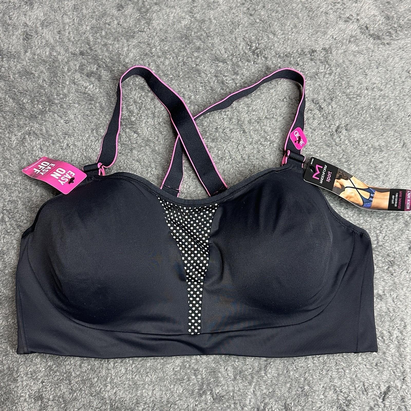 Maidenform DM7989 Ultimate Mid Impact Sports Bra Crossback UW 36DD Black $44