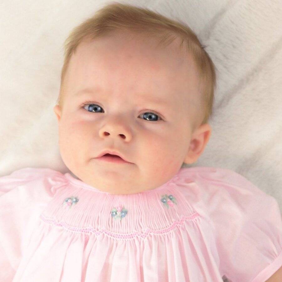 Petit Ami Pink Smocked Bubble with Hat Preemie