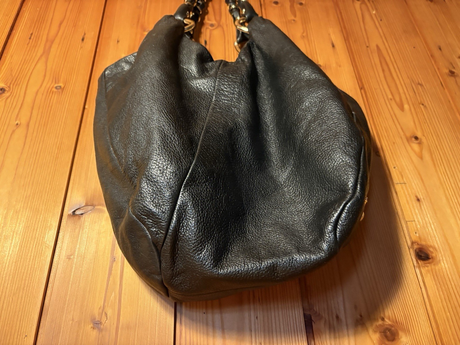 Elliott Lucca Black Pebbled SOFT Leather Shoulder Bag Hobo Slouch Purse