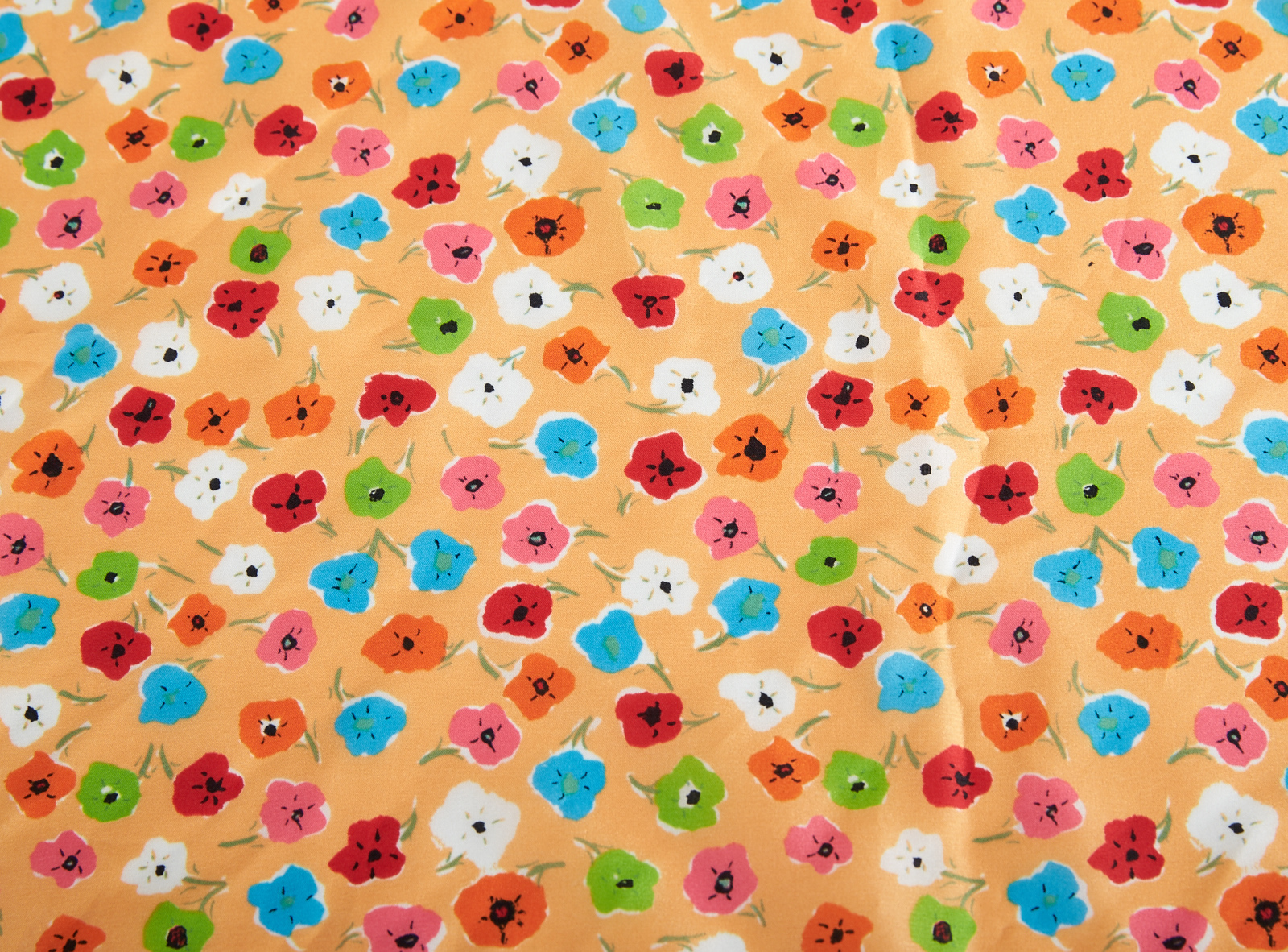 Vintage Orange Floral Scarf 30″ Square Blue Green Pink Red White Black GORGEOUS
