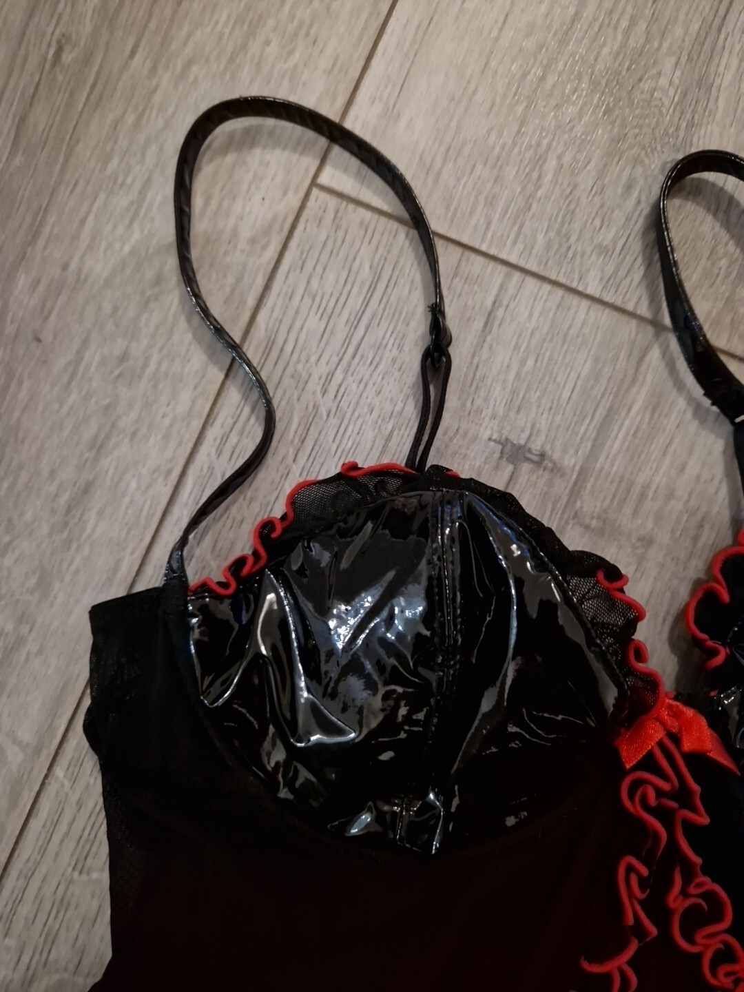 BNWOT Vintage Ann Summers Insinuate Black Mesh & PVC Babydoll Top Size S/M 10-14