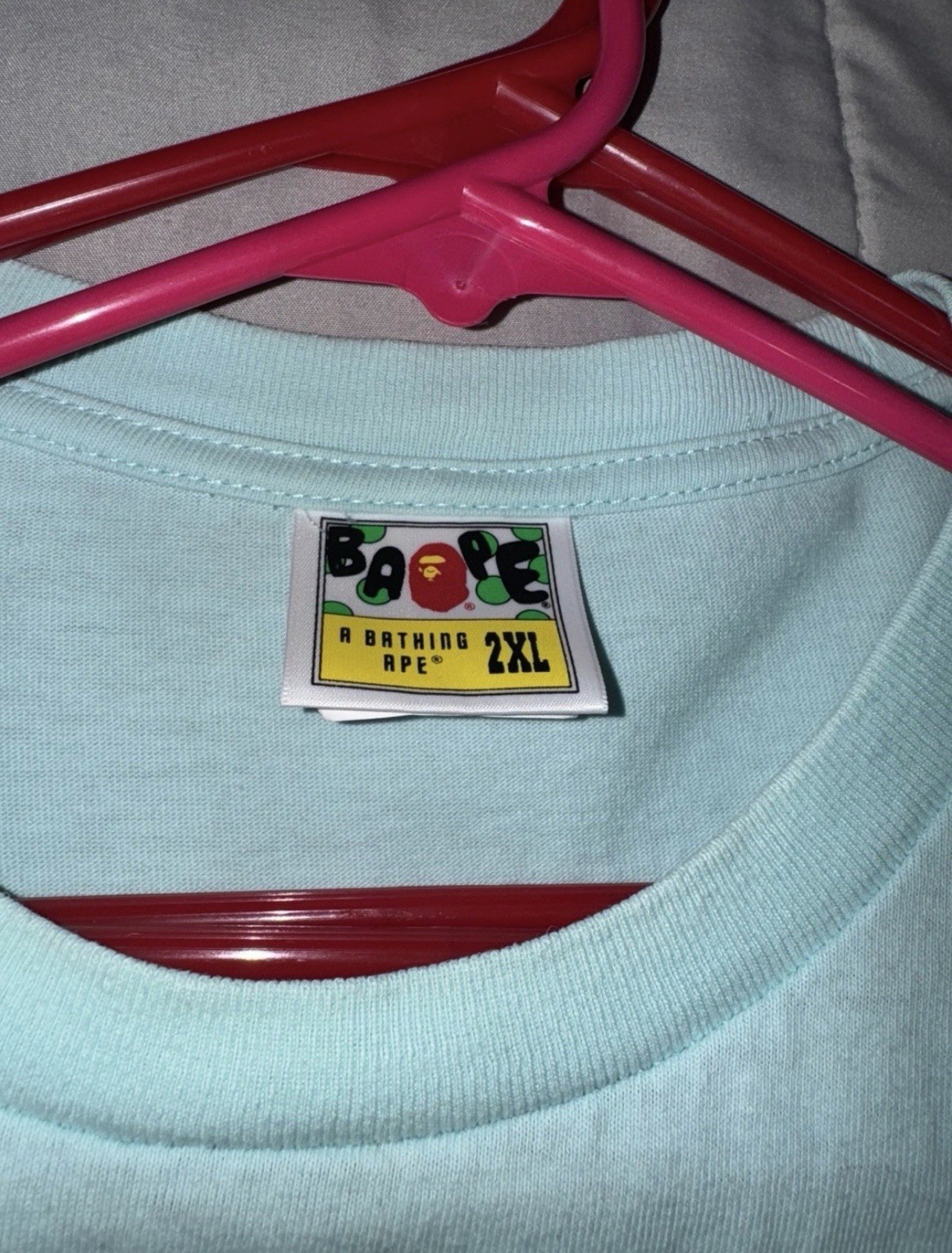 *Authentic* A Bathing Ape BAPE College Logo Tee Ape Head Graphic Light Blue 2XL