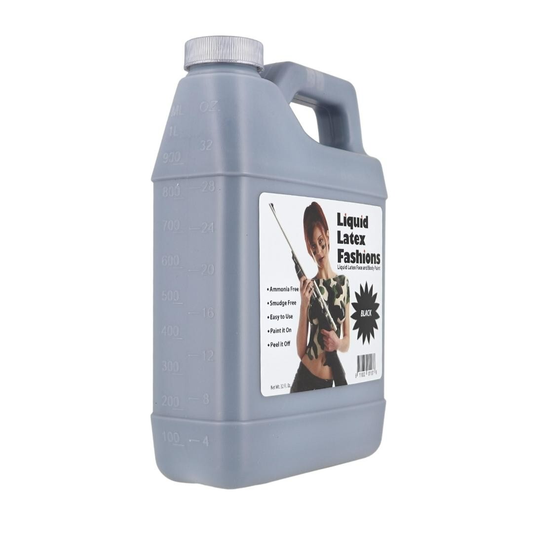 Black 32 Fl Oz – Liquid Latex Face and Body Paint for Cosplay and SFX!