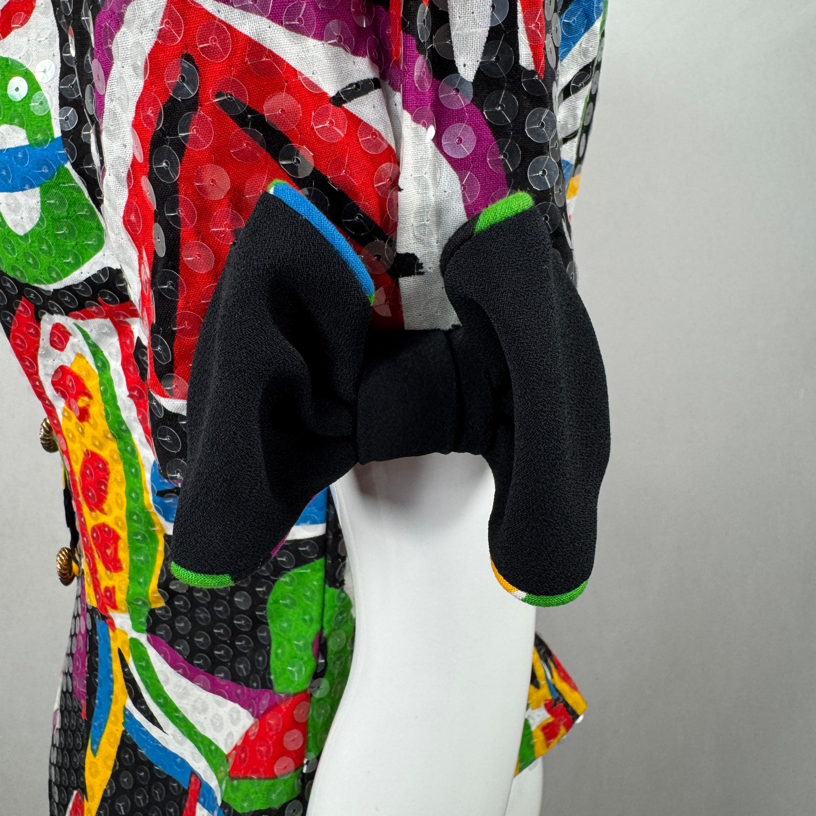 Saks Fifth Avenue Colorful Jacket Sequins Buttons 100% Cotton Fashion, Size 6