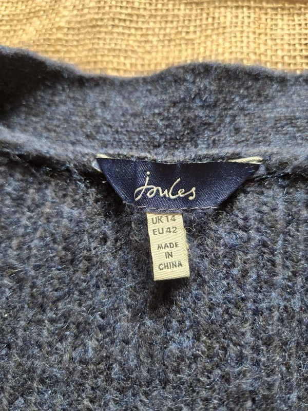 Joules “Samantha” Navy Wool Blend Cardigan | Size 14 | Cottagecore Aesthetic