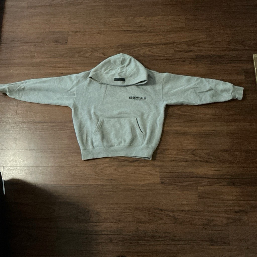 Essentials Fear of God Gray XXS Fleece Pullover Hoodie Logo Pockets