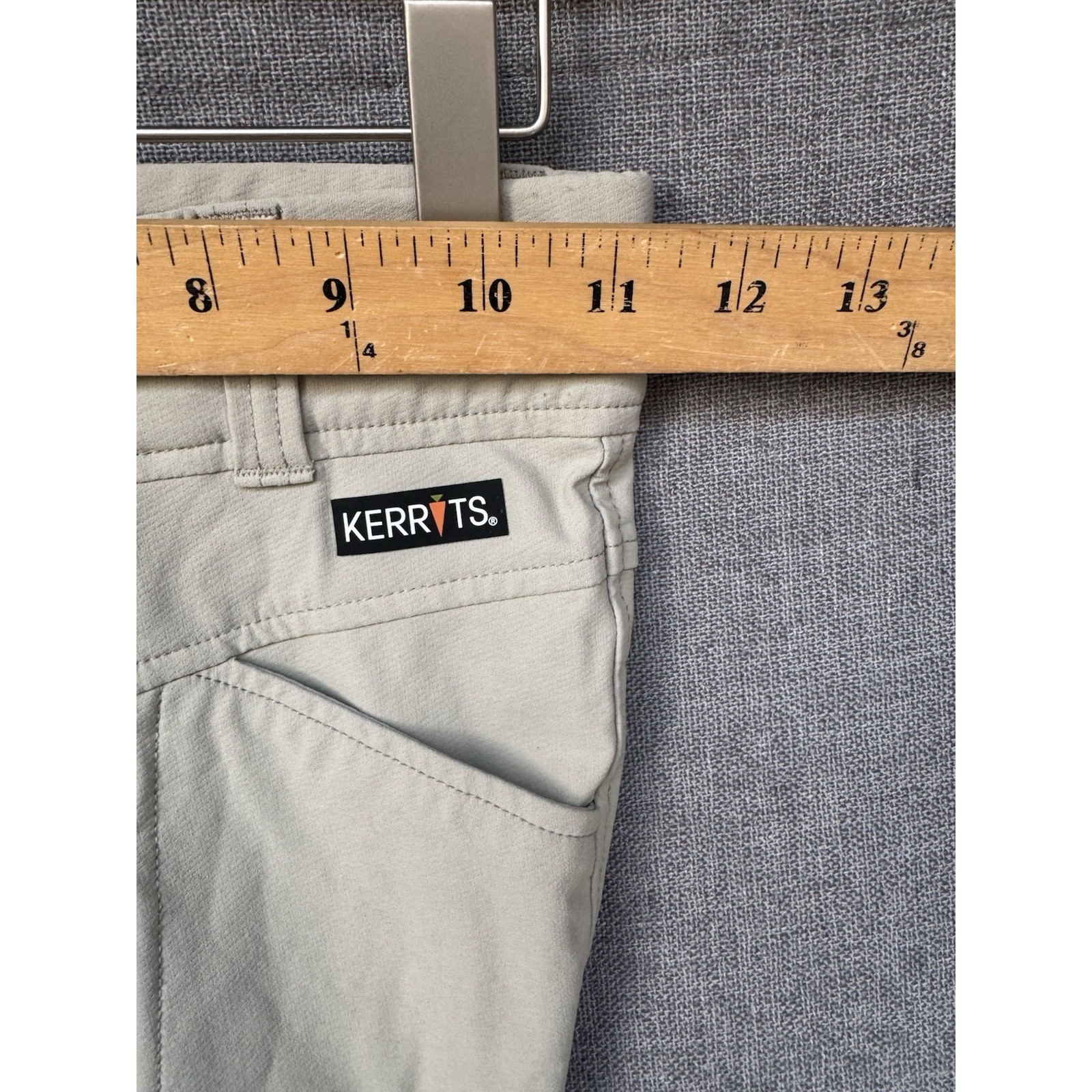 Kerrits – Stone beige nylon riding pants faux leather patches Girls M