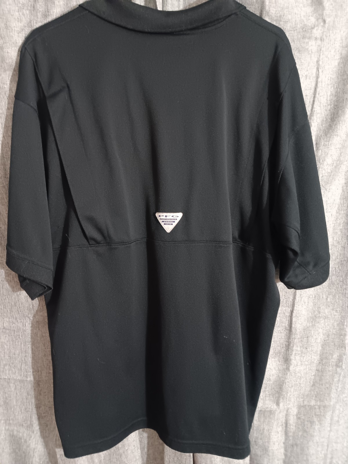 Columbia PFG Polo Shirt Mens Large Black Omni Shade Fishing Vented Back