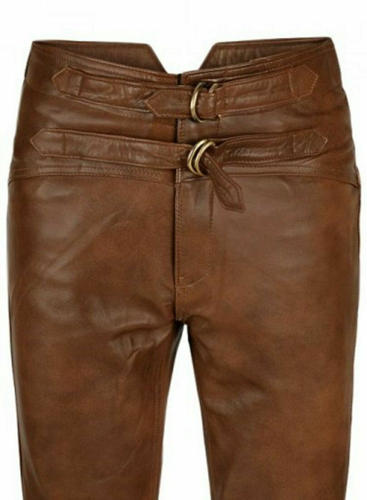 JIM MORRISON Leather Jeans Pants Premium Quality Cow Plain Brown Leather Trouser