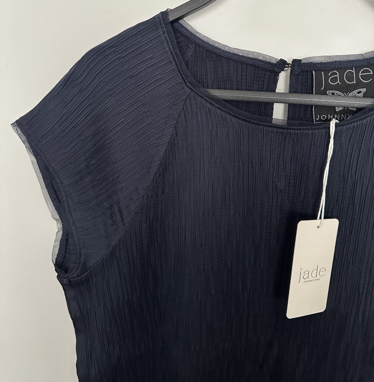 Johnny Was Jade Midnight Blue Maritza Tunic Top Stretch Textured Size S NWT