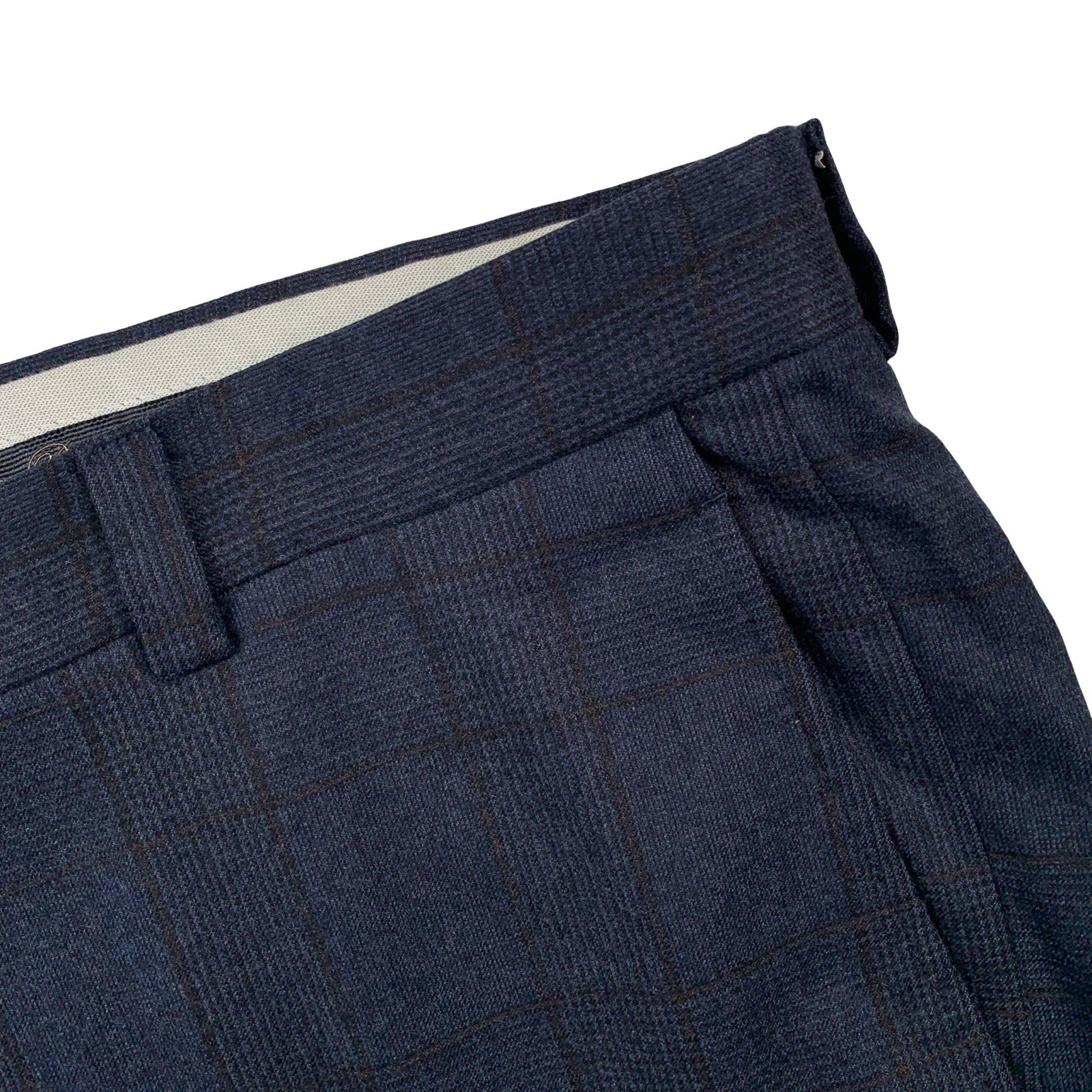 Mens 44 R Joseph Abboud ” Black Label ” Navy Windowpane Flannel Weight Made USA