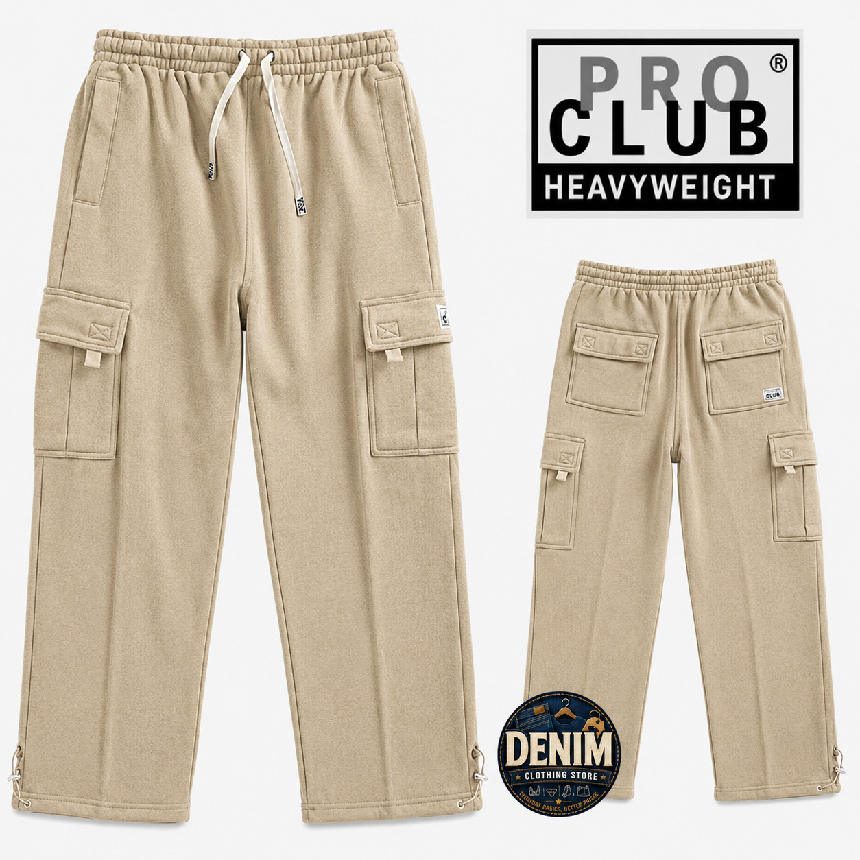Pro Club Men’s Heavyweight Track Fleece Cargo Pants Sweatpants S~7XL