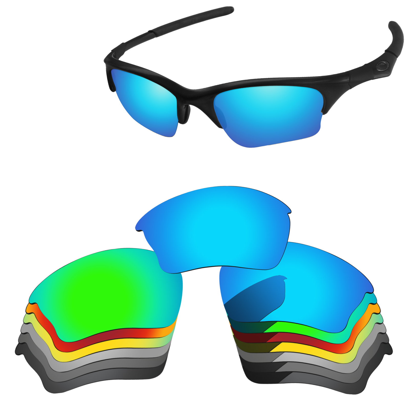 Lenslog Polarized Replacement sunglasse For-Oakley Half Jacket XLJ Multi-Options