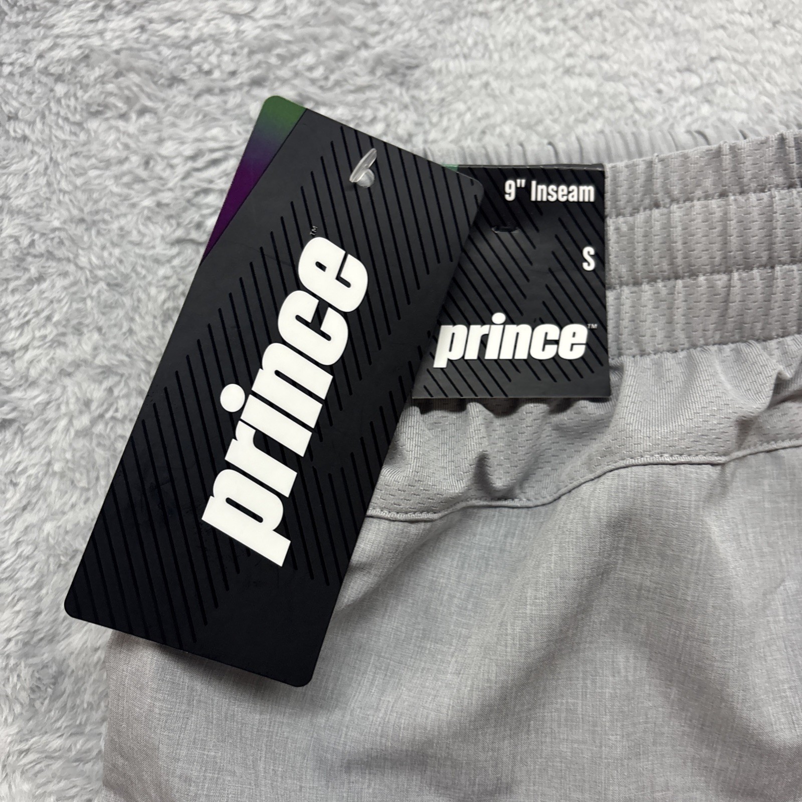 Prince Mens Heather Grey 9 Inch Inseam Performance Tennis Athletic Shorts Small