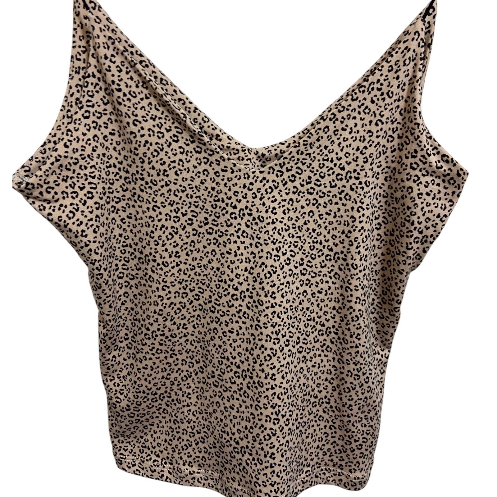 Gaze NEW DTLA Leopard Print V-Neck Spaghetti Strap Camisole Top Tan Black XS