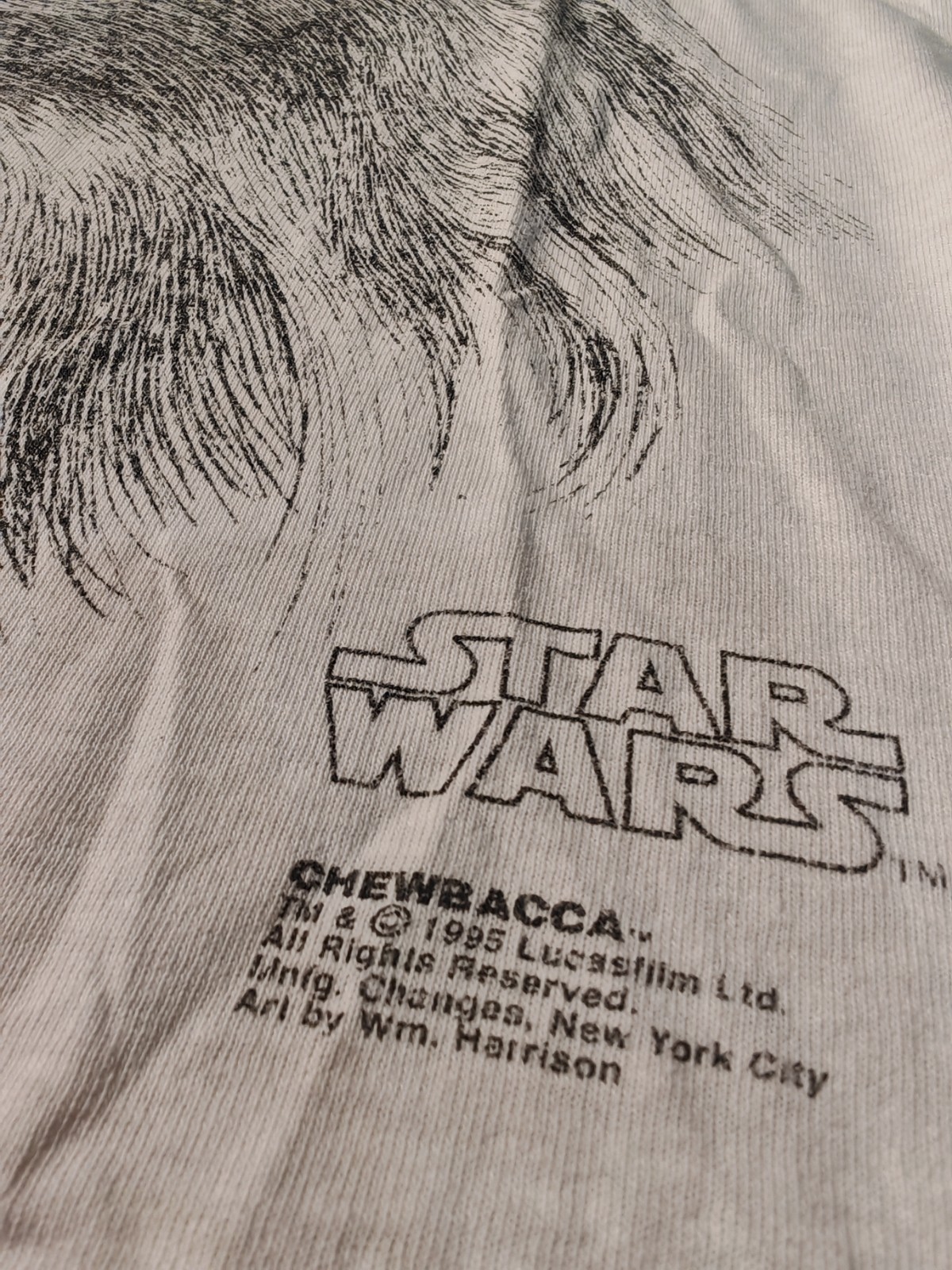 Vintage Chewbacca WM Harrison 1995 Anvil M Star Wars Tee Tshirt