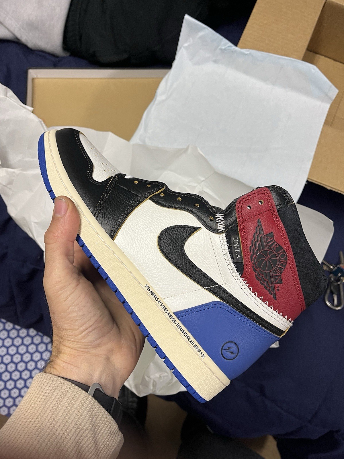 Air Jordan 1 High OG SP FRAGMENT × UNION LA VARSITY RED SPORT ROYAL Size 10.5