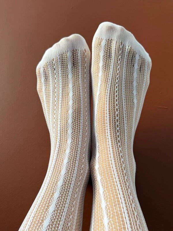 Trend White Lace Knitted Fabric Fishnet Sheer Mesh Tights Summer Spring Style A