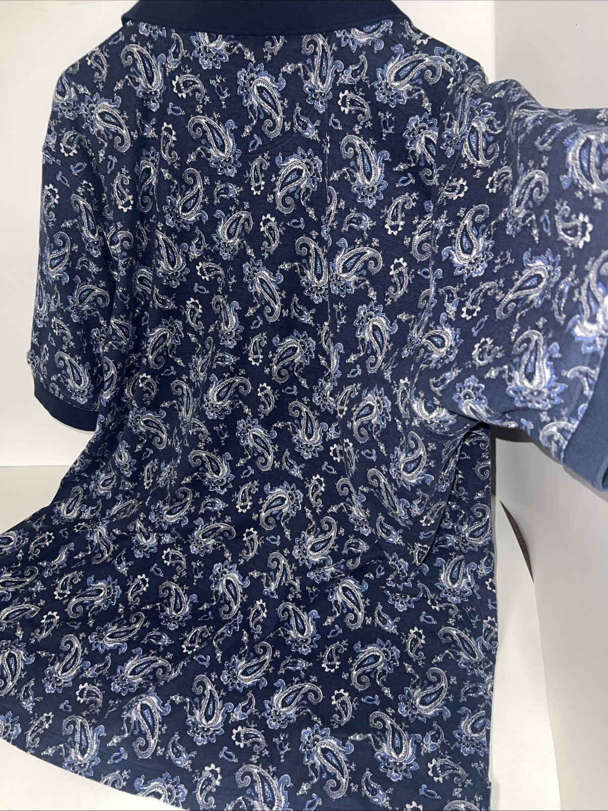 VTG Slazenger polo shirt Navy Blue With White And Blue Paisley Pattern XXL