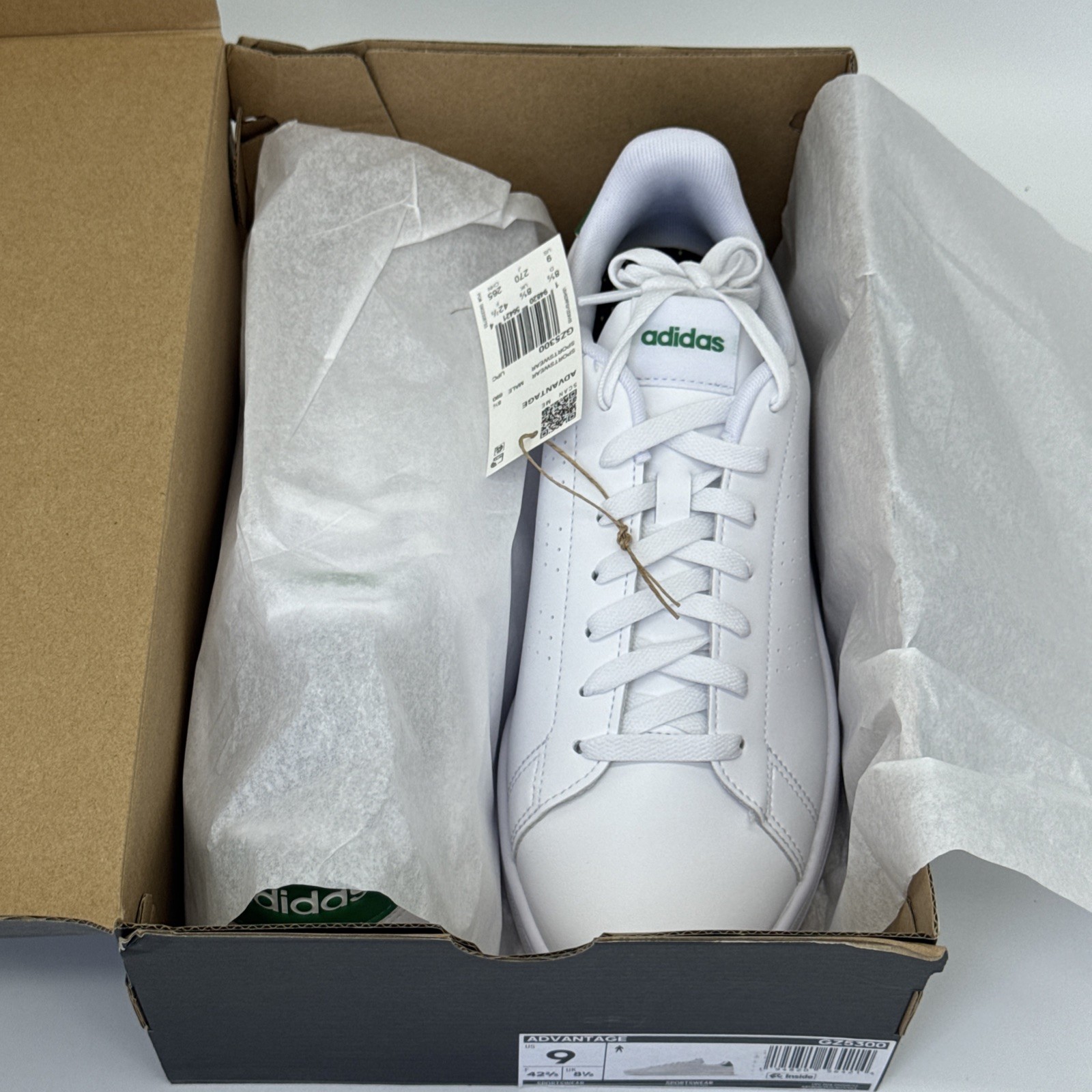 Adidas Cloudfoam Advantage Tennis Sneakers GZ5300 Men’s Size 9 – Clean White
