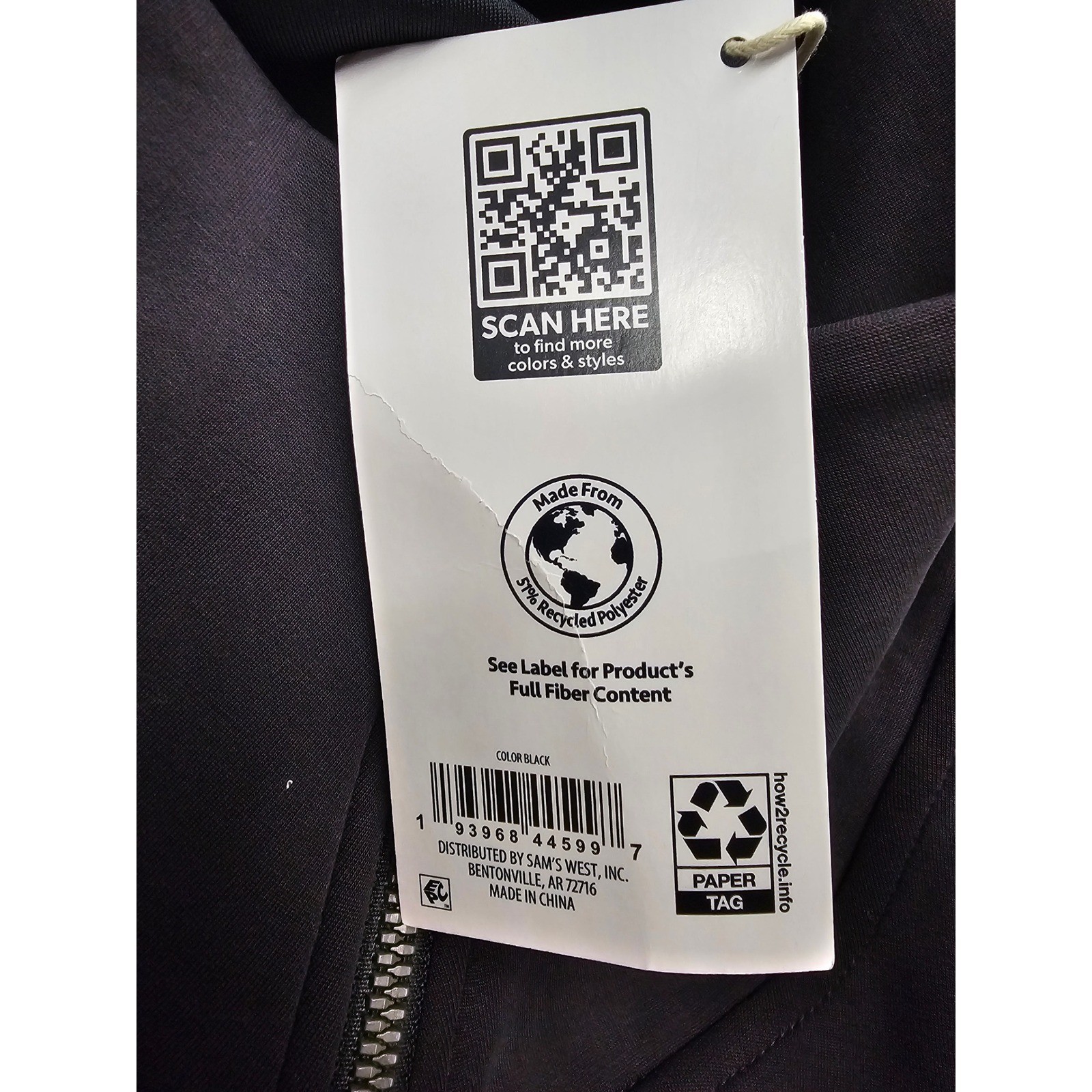 Member’s Mark Sandwash Jacket Black Full Zip Drawcord Waist MM24159 Womens Small
