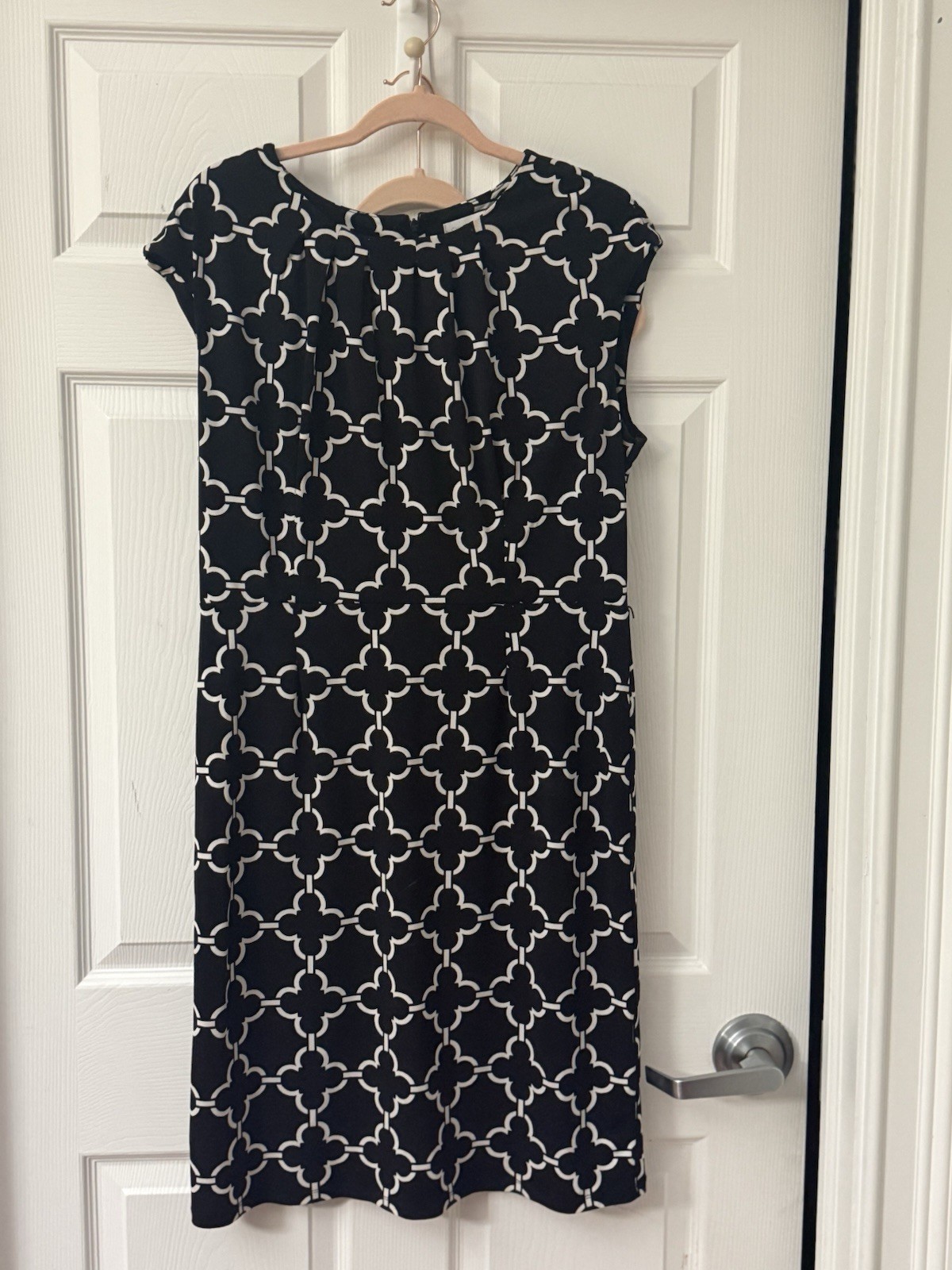 Charter Club Women’s Black White Printed Shift Dress Size 14 Sleeveless Dress