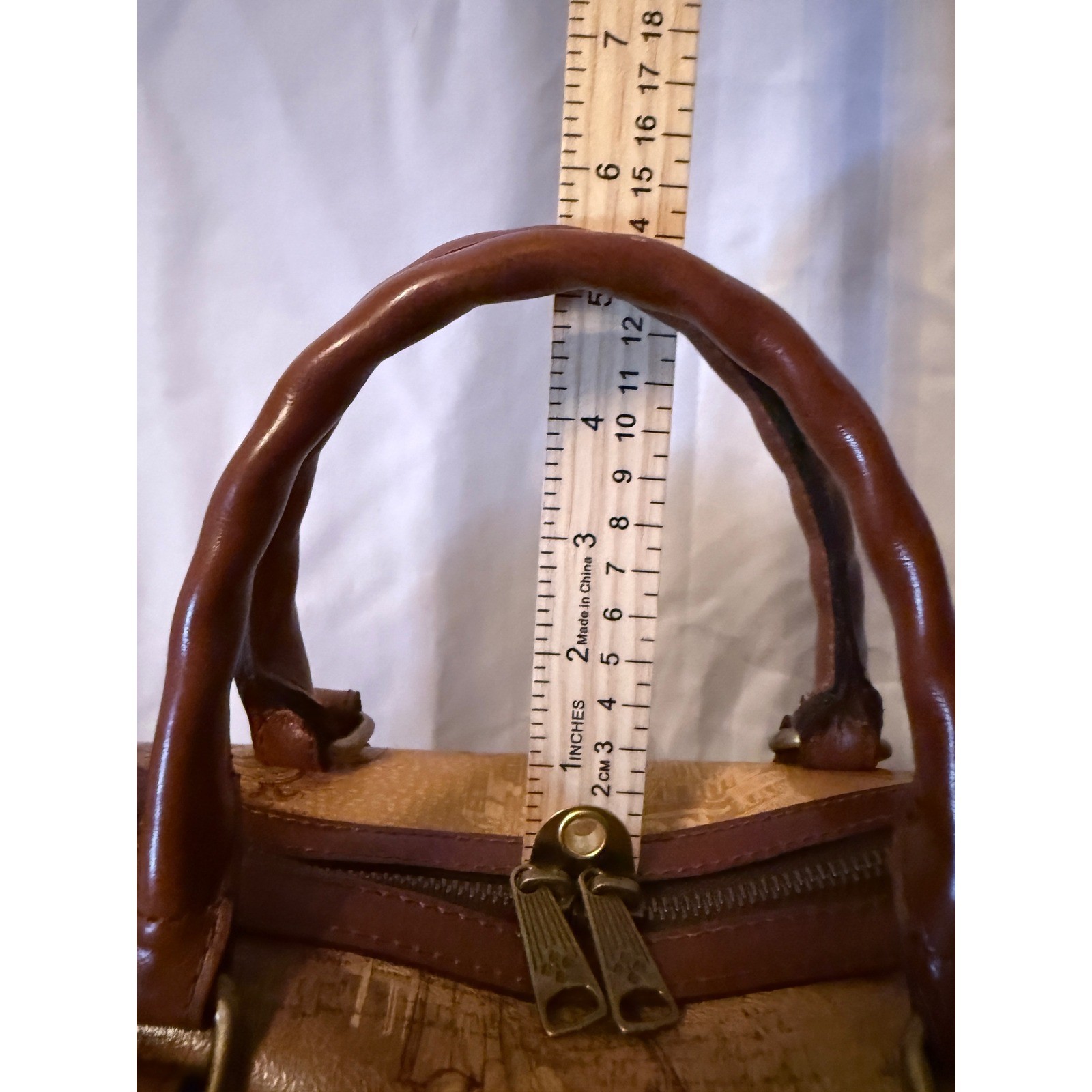 Rare Retired Patricia Nash Leather Satchel Italian Sketchbook Print Bag Tan