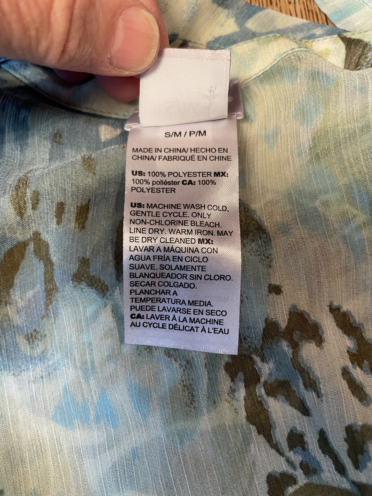 Chico’s Open Cover Up Lightweight Sz S/M Kimono Top Blue Green Rayon Blend