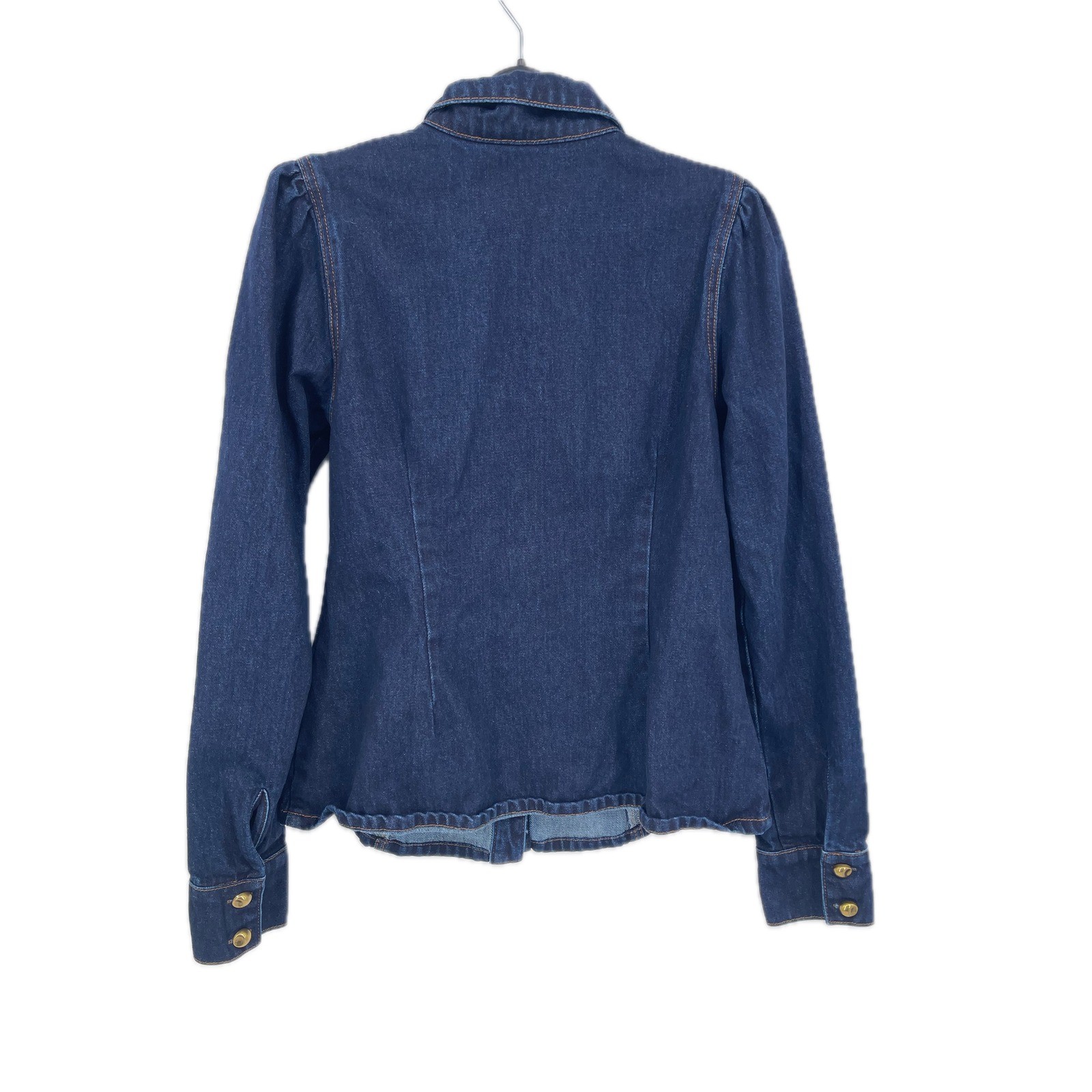 Meshki Dark Wash Denim Tailored Jacket Gold Buttons Blue Large DN08362