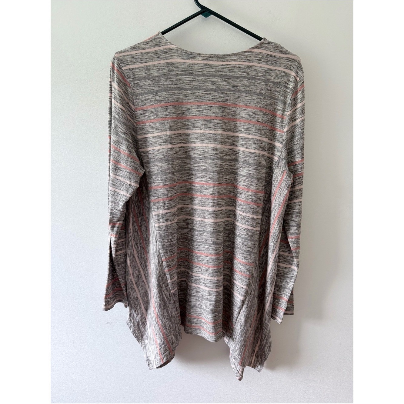 pure Jill x J Jill Gray Striped Modal Blend Longline Tunic Top Size L