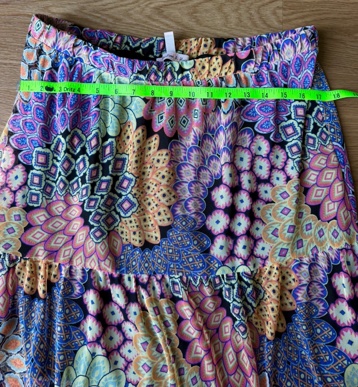 Harlow & Rose Boho Floral Tiered Skirt Women’s Size L Colorful Lined Midi