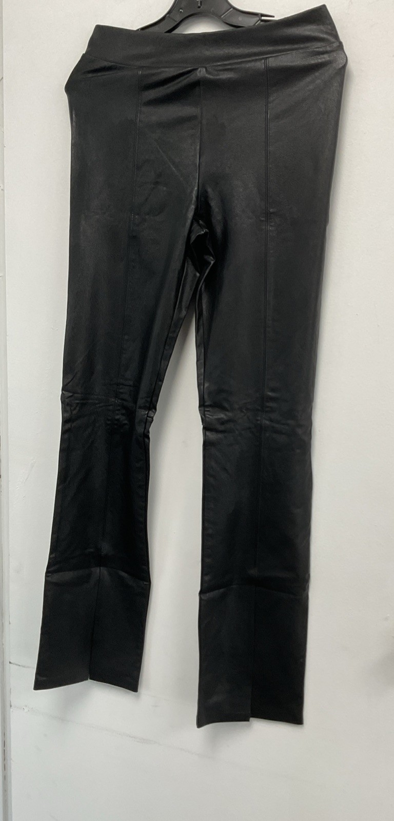 Commando Black Faux Leather Stretchy Flare Pants Split Front-Size Medium
