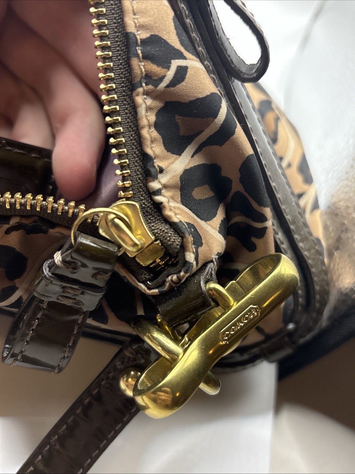 Coach Madison Ocelot Leopard Print OP Art Sateen Sophia Satchel Bag Purse 17764