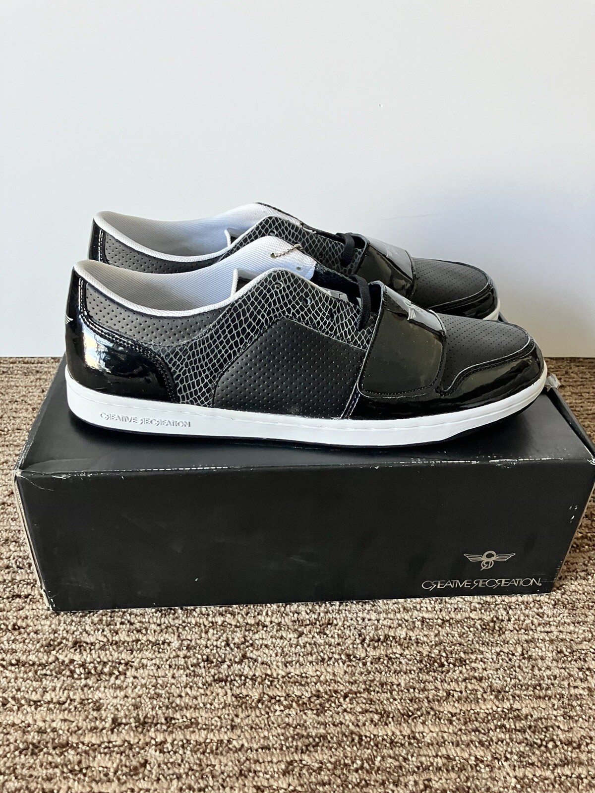 Creative Recreation Cesario Lo Black Patent Snake Sz 11.5 CR4LO-37 New