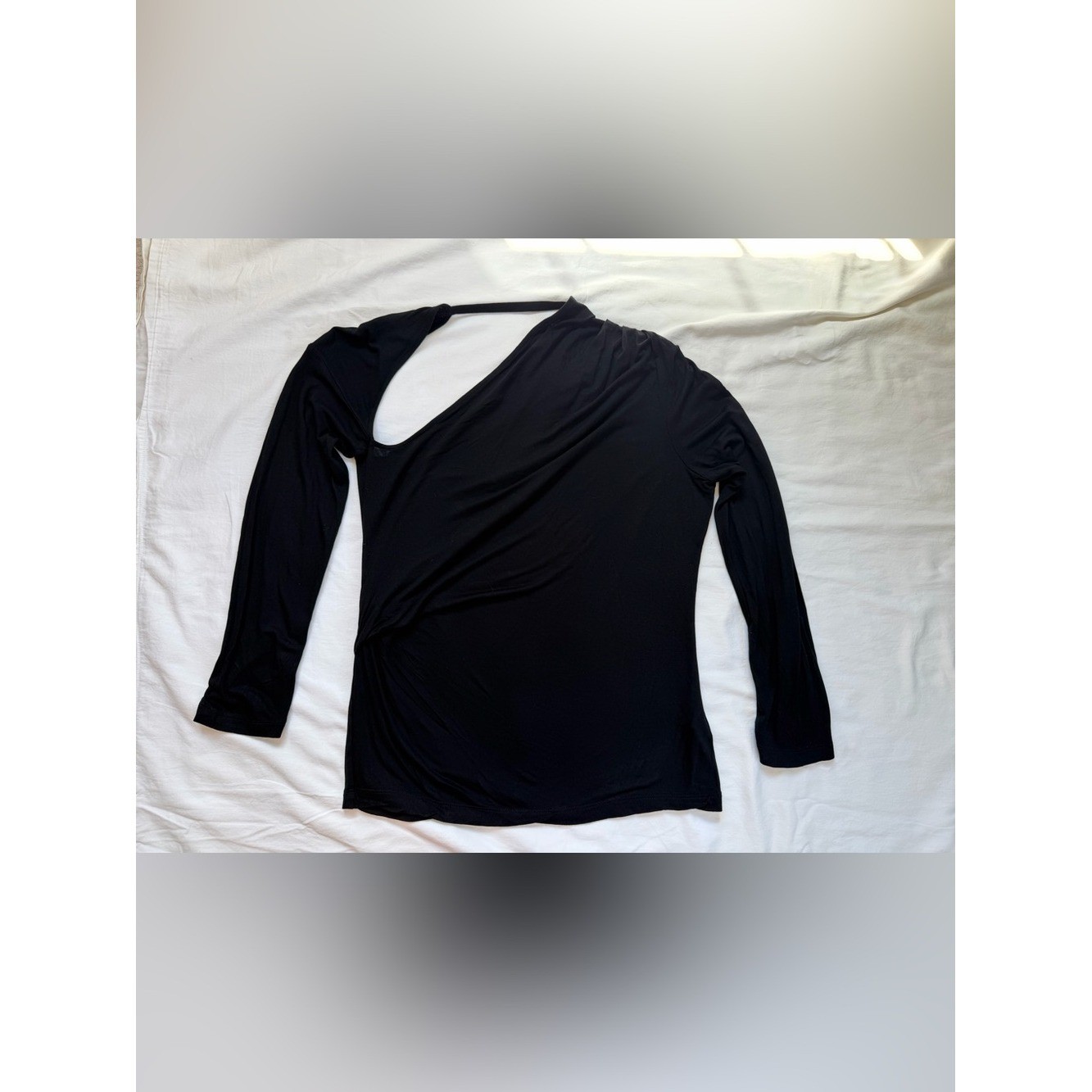 Helmut Lang Asymmetric Long Sleeve Jersey Top Black Size L
