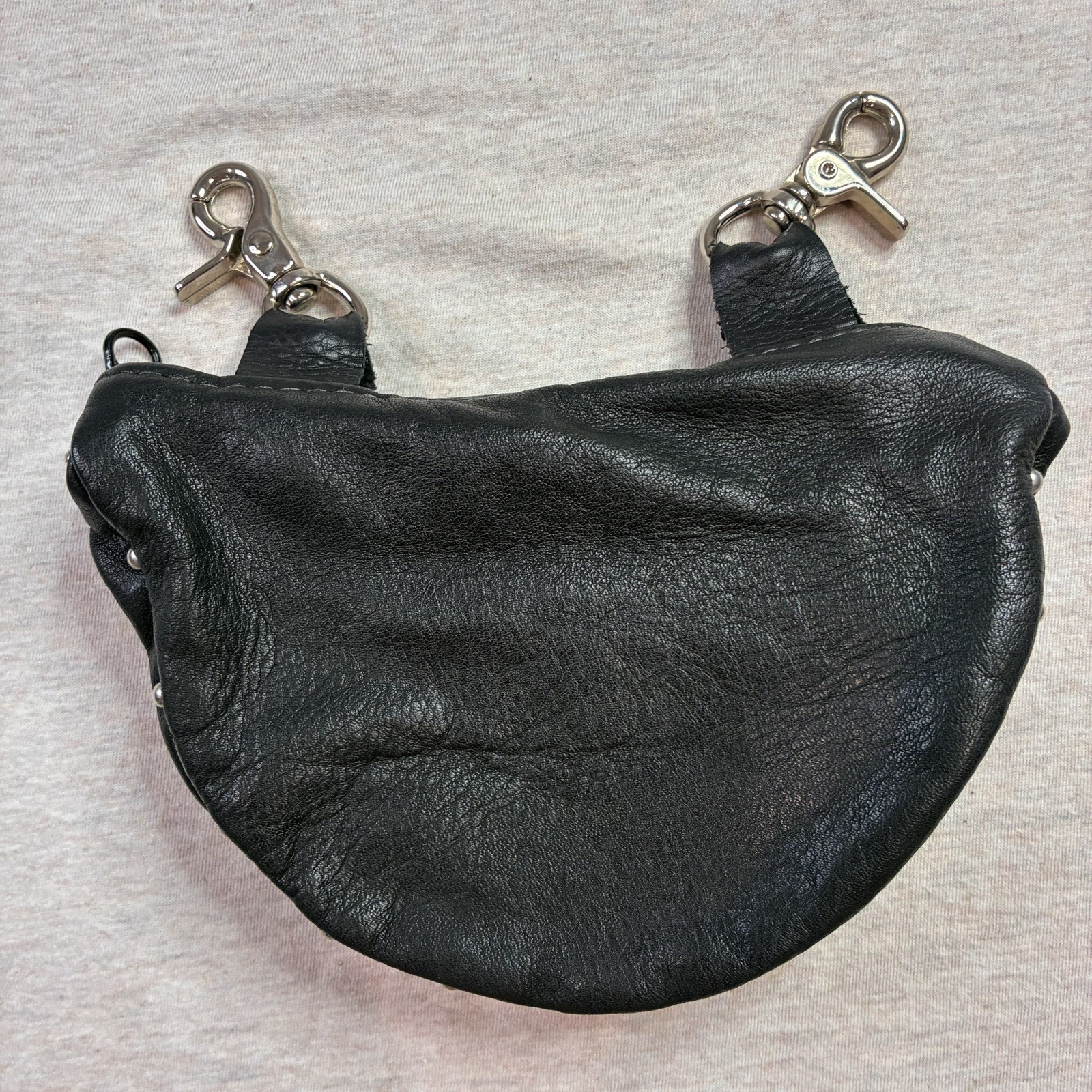 Black Leather Belt Loop Bag Purse motorcycle Accessory Studs Biker Satchel Small