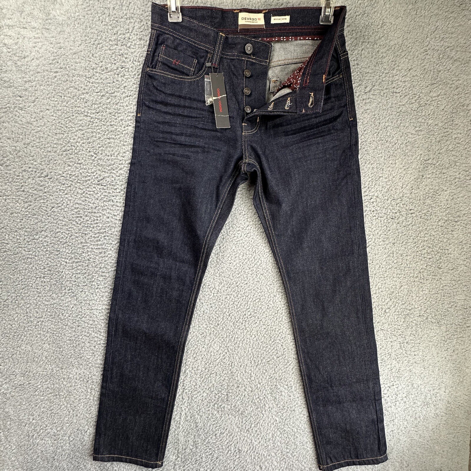 Devred Jeans Mens 32×32 Pants 1902 Button Fly Henri Straight Dark Casual Men
