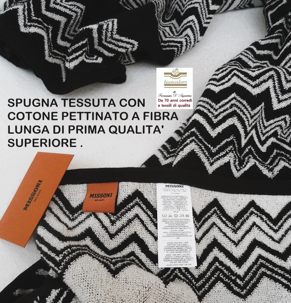 MISSONI unisex sponge cloth; sea pool sauna bath etc. cm. 150 x 100