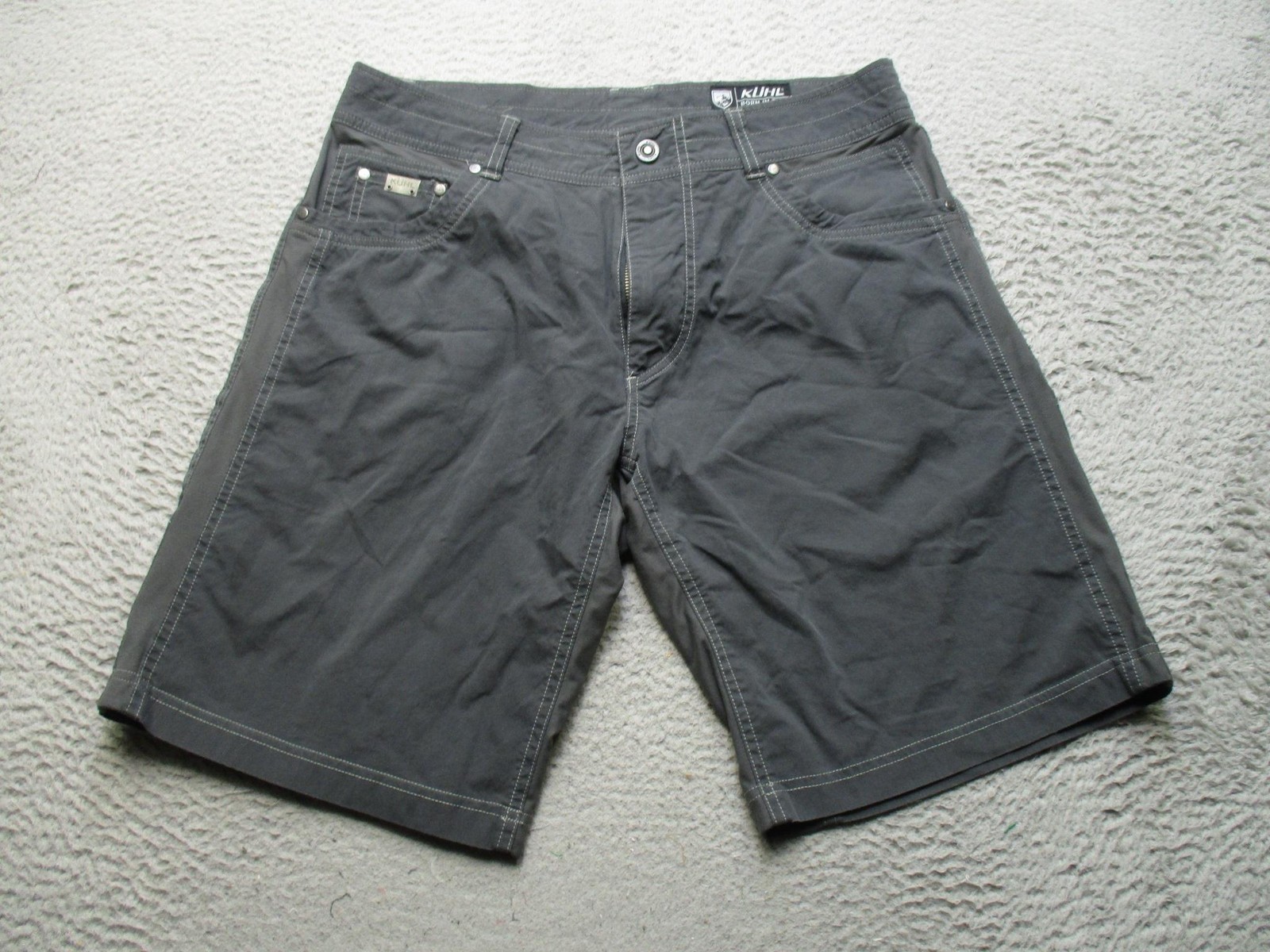 Kuhl Cargo Shorts Mens 34 Gray Cotton Nylon Stretch 11 Inseam Outdoor Hiking