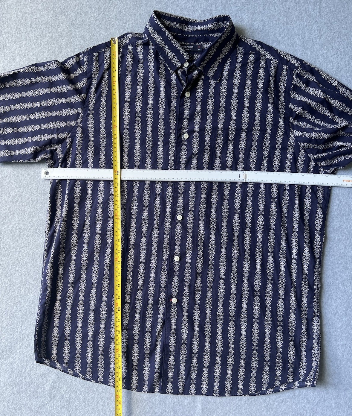 Cremieux Classics Men’s XL Blue White Striped Short Sleeve Button Up Cotton