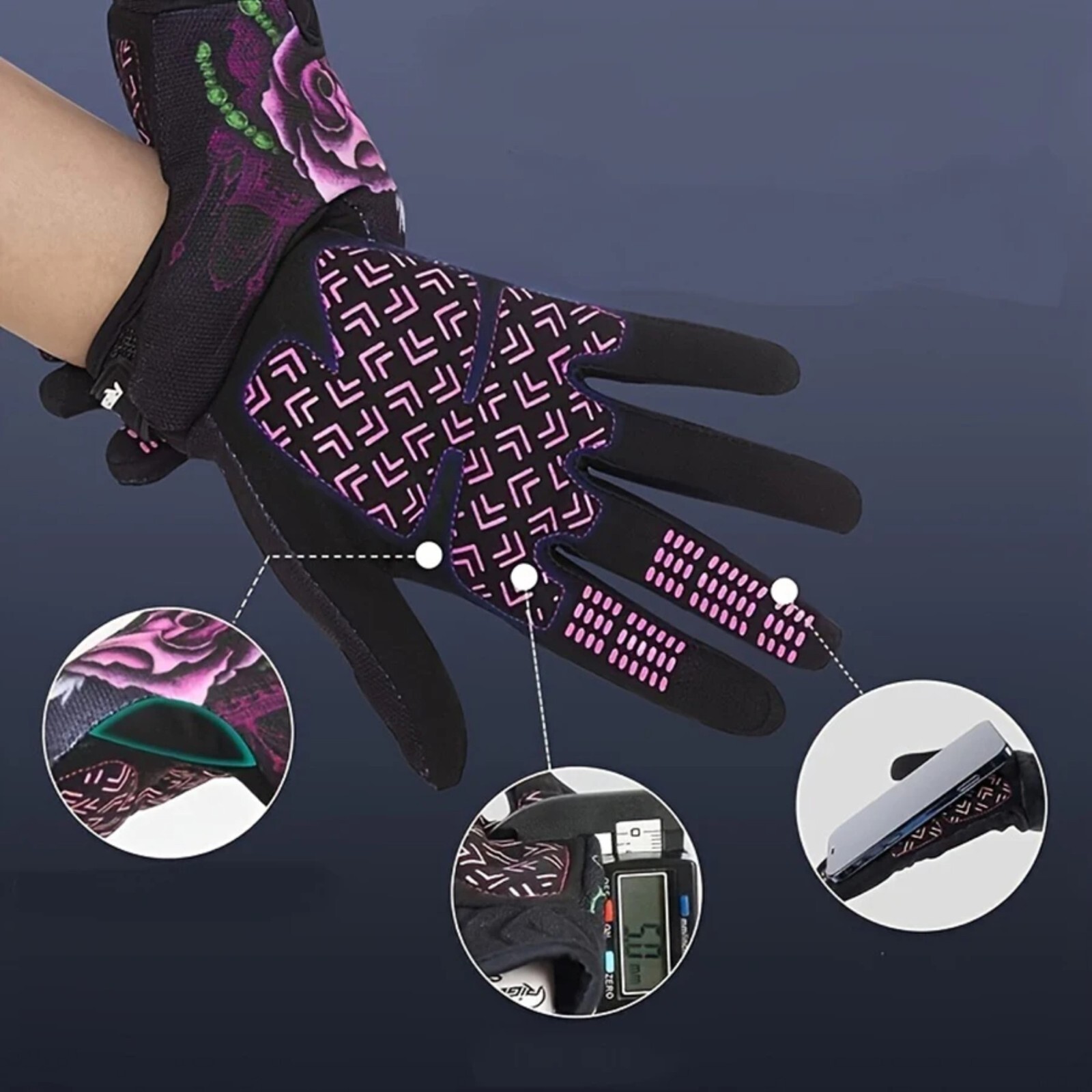 Biker Skeleton Bone Gloves Racing Cycling Motorcycle Mechanics Goth Full Finger