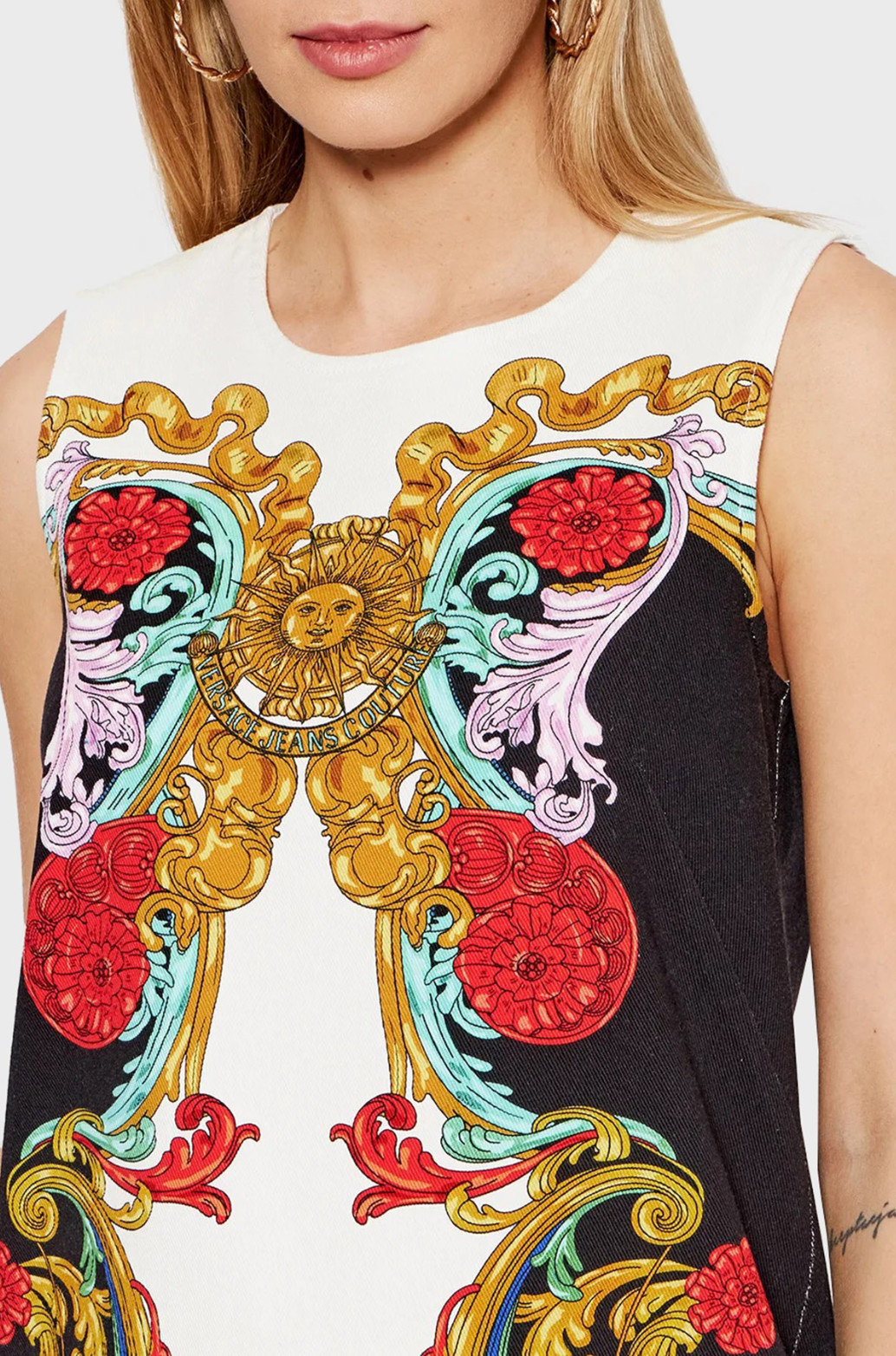VERSACE JEANS COUTURE BULL PANEL SUN BAROQUE Denim Dress Denim Dress Mini Dress S