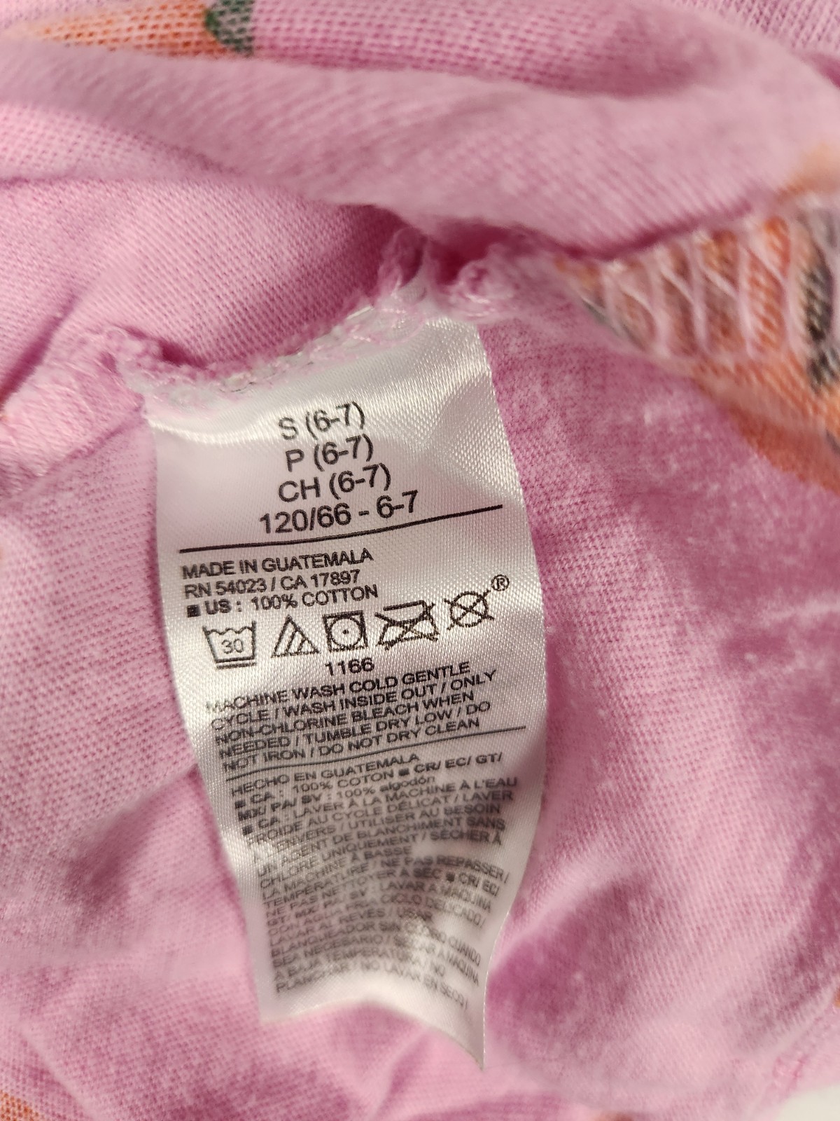 Old Navy Girls Pink Pumpkin Graphic Print Tagless Crew Neck T-Shirt Size S (6-7)