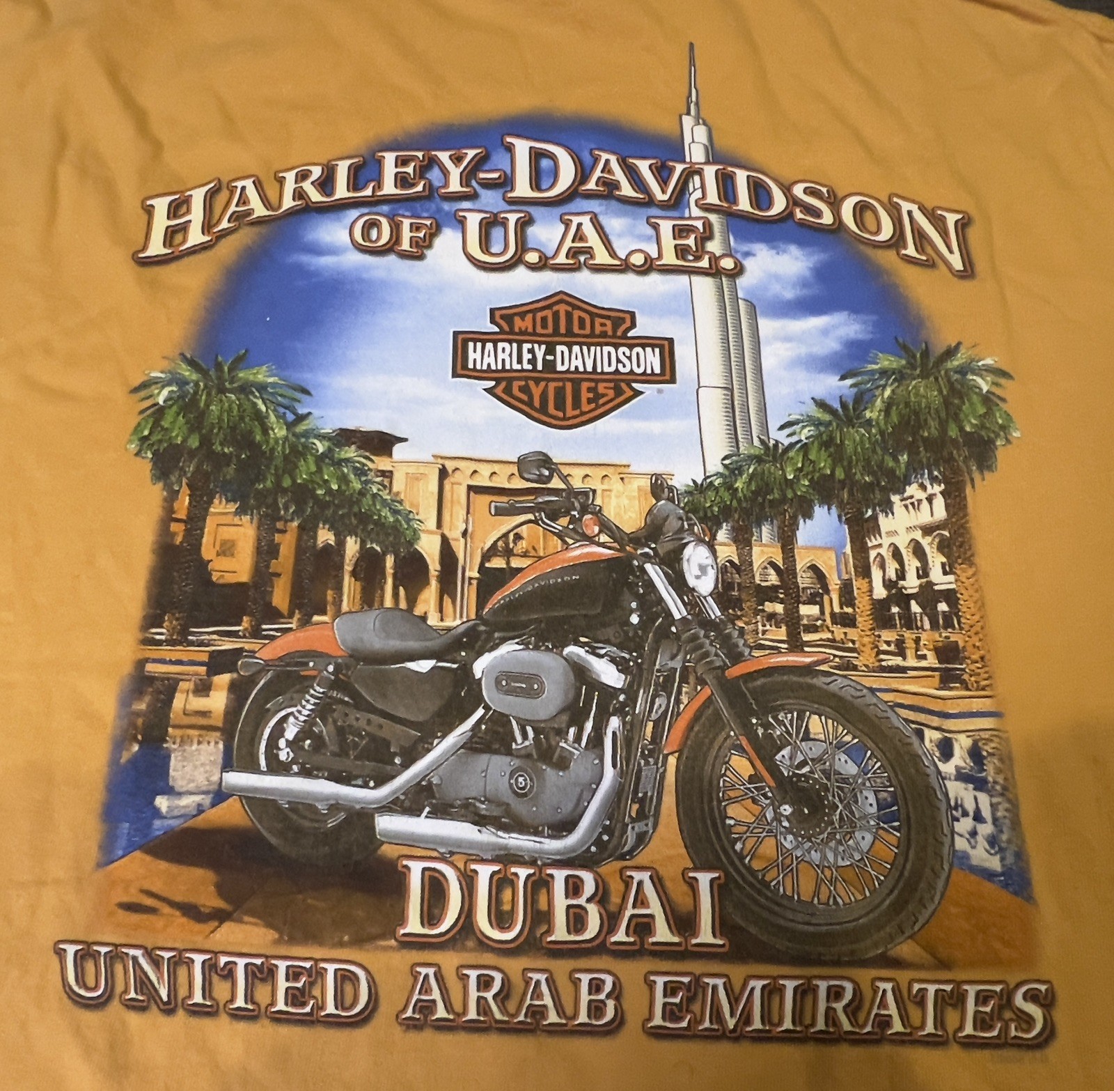 Harley Davidson Dubai United Arab Emirates Tee Mens Black Flames Size XXL 2XL