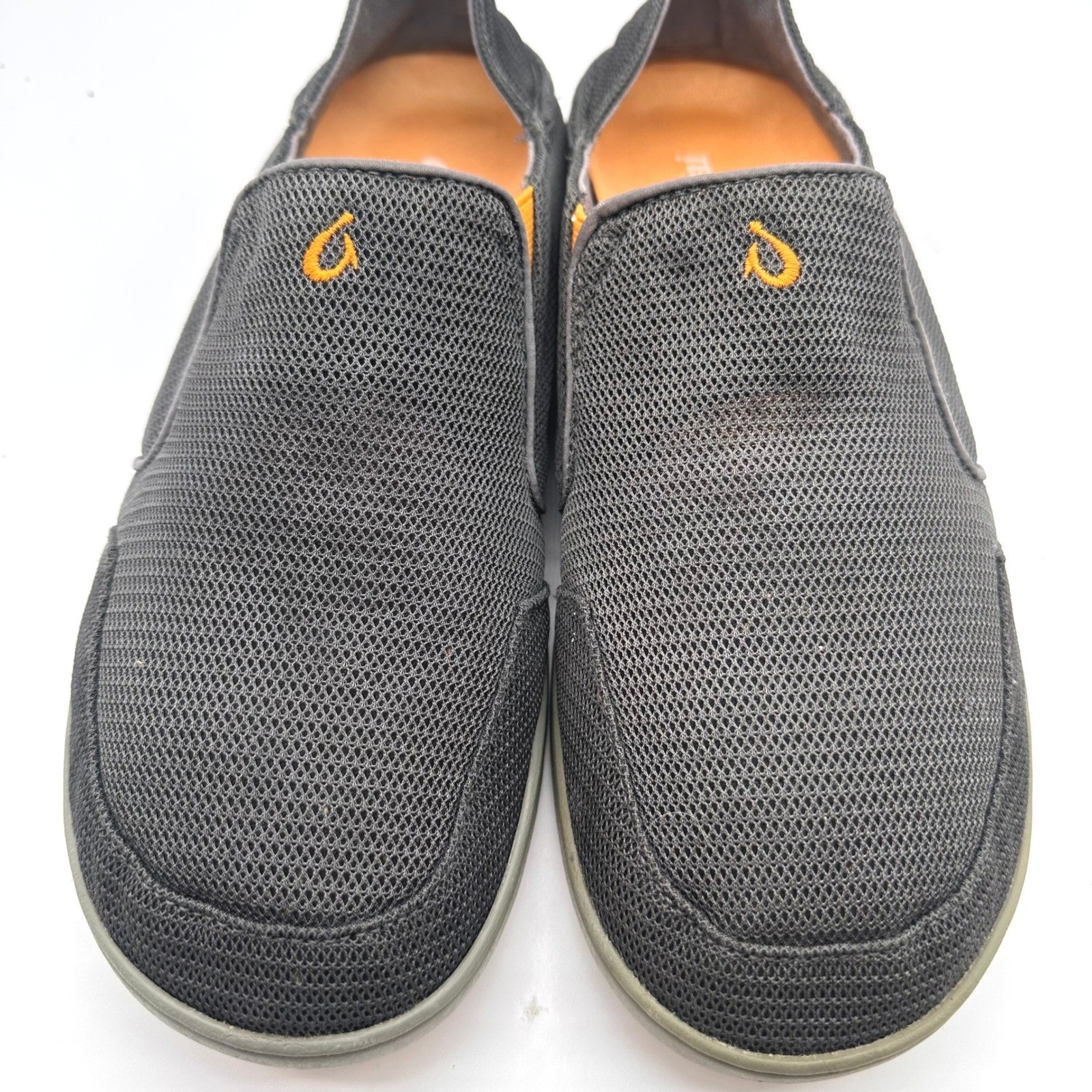 OluKai Nohea Mesh Mens Slip On Shoes Charcoal Grey Orange 10138-4242 Size 10.5