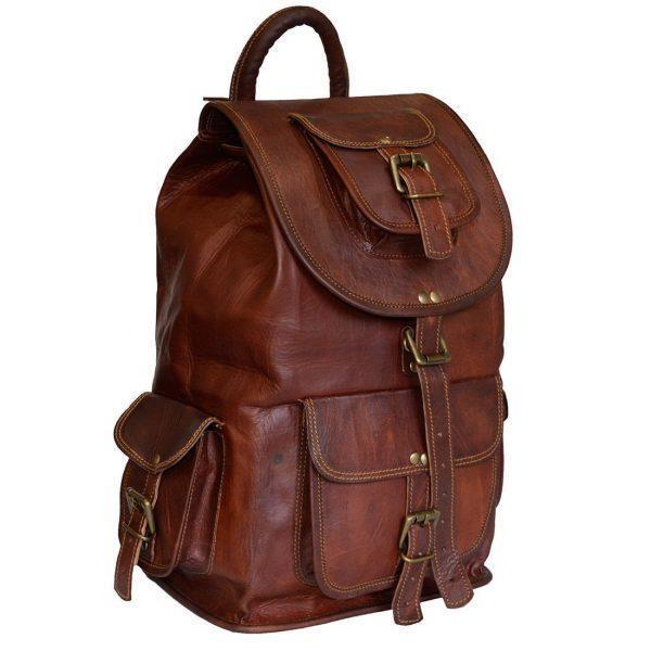 Handmade Backpack Top-Quality Genuine Vintage Leather Rucksack Travel Laptop Bag